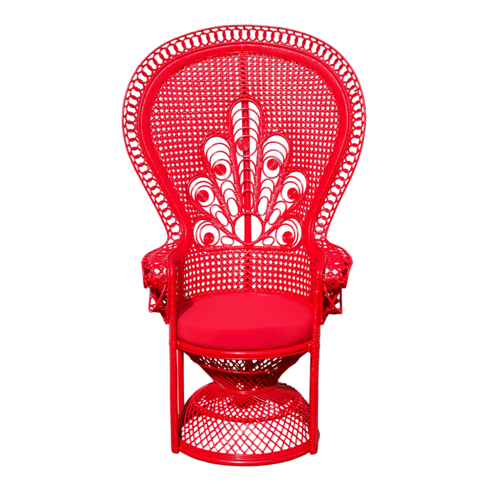 เก้าอี้หวายแท้ PISAMAI รุ่น PRINCESS CHAIR เก้าอี้นางงาม ขนาด 75*55*150 ซม. สีแดง